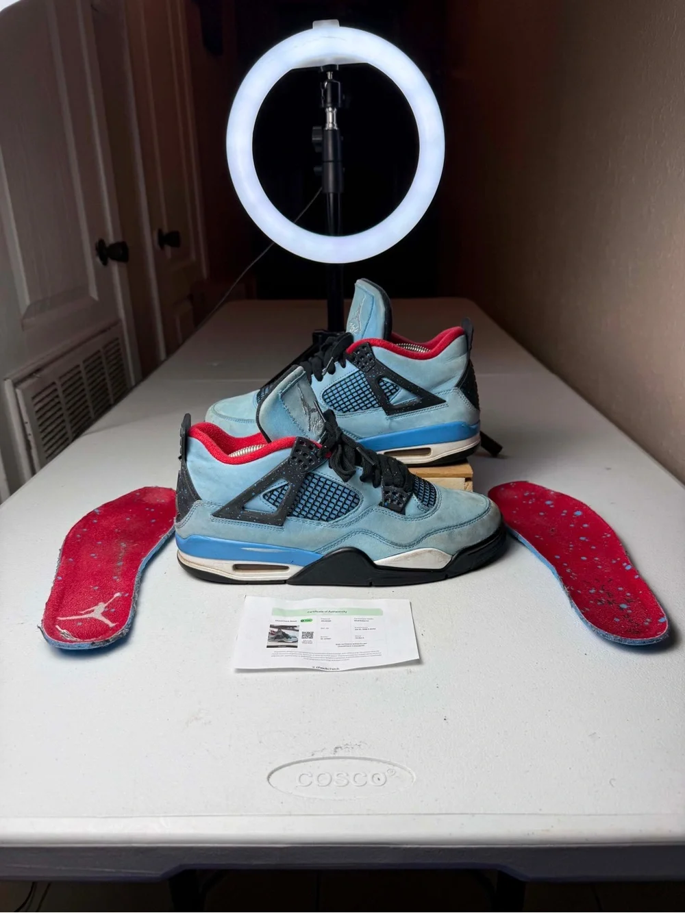 Jordan 4 Retro x Travis Scott Mid Cactus Jack Sz 9 COA CHECKCHECK Authentic BEAT